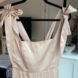 Show Me Your MuMu Champagne mid length satin dress